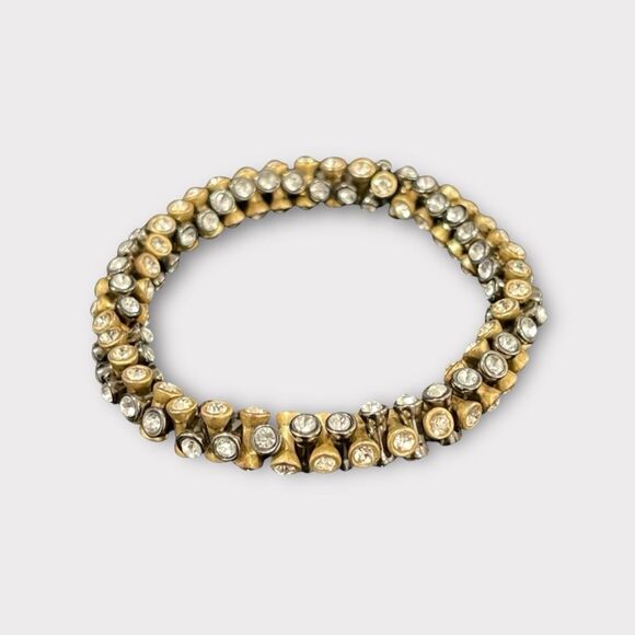 Stella & Dot ~ NEW Vintage Twist ~ Gold & Silver Inlaid Crystal Bracelet - Picture 5 of 5